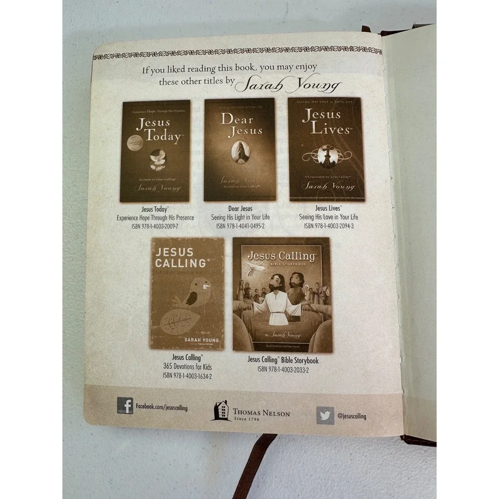 Jesus Calling, Large Text Brown Leathersoft, Daily Devotional by Sarah Young